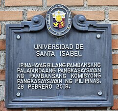 Universidad de Santa Isabel NHCP Historical Marker 2018-NHC-Universidad de Santa Isabel.jpg