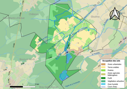 Carte des infrastructures et de l'occupation des sols de la commune en 2018 (CLC).