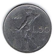 1955 coin, 50 lira, uses L. (Same series has L.2, L.5 and 10 without any currency symbol)