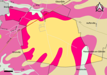 Mapa a color que muestra la zonificación geológica simplificada de un municipio