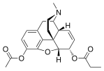 Estrutura química da acetilpropionilmorfina.