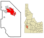 Ada County Idaho Incorporated and Unincorporated areas Boise City Highlighted.svg