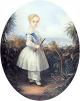 Alfonso, el príncipe imperial de Brasil, hijo de Pedro II de Brasil, con cetro y aro, 1846.