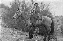 Sorma on horseback in Crown King, Arizona, c. 1927[lower-alpha 3]