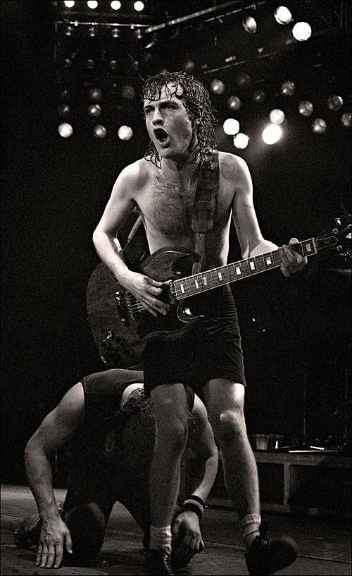 Young live with AC/DC in 1982 at the Manchester Apollo