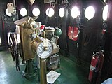 Ship's wheel and engine order telegraph