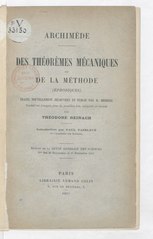 Archimède Des théorèmes mécaniques, 1907    