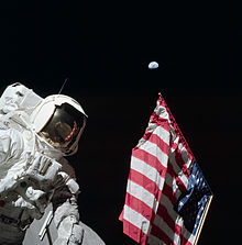 220px Astronaut Harrison 'Jack' Schmitt%2C American Flag%2C And Earth (Apollo 17 EVA 1) 