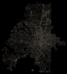 Atlanta streets with some variant of "Peachtree" highlighted Atlanta, GA Peachtree streets.png