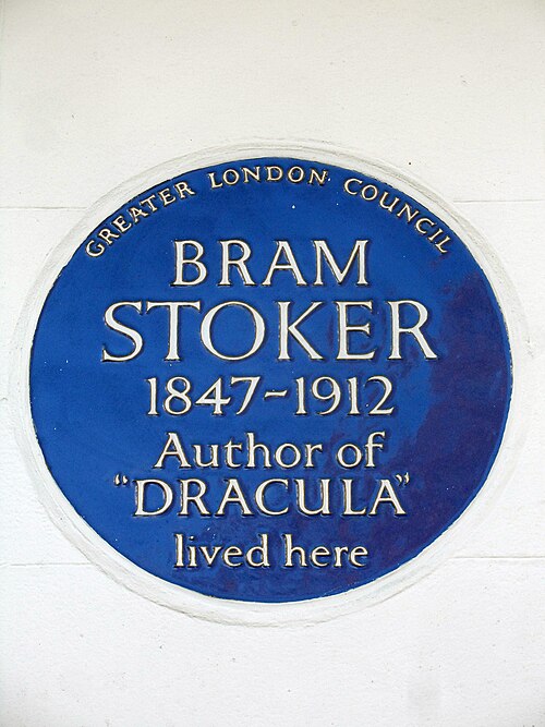 Blue plaque at the address
