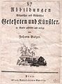 „87 Abbildungen Böhmischer und Mährischer Gelehrten und Künstler“, in Kupfer gestochen und verlegt von Johann Balzer Prag 1772, Titelseite