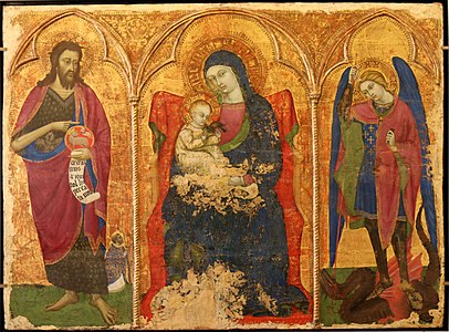 Madonna in trono con il Bambino, San Giovanni Battista e San Michele, Barnaba da Modena