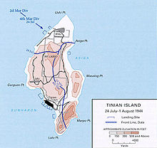 Map of Tinian, at the time of the Battle of Tinian