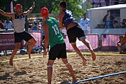 Deutsch: Beachhandball bei den Olympischen Jugendspielen 2018; Tag 7, 13. Oktober 2018; Jungen, Halbfinale – Argentinien-Portugal 1:2 English: Beach handball at the 2018 Summer Youth Olympics at 13 October 2018 – Boys Semifinal – Argentina-Portugal 1:2