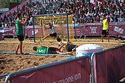 Deutsch: Beachhandball bei den Olympischen Jugendspielen 2018; Tag 7, 13. Oktober 2018; Jungen, Halbfinale – Argentinien-Portugal 1:2 English: Beach handball at the 2018 Summer Youth Olympics at 13 October 2018 – Boys Semifinal – Argentina-Portugal 1:2