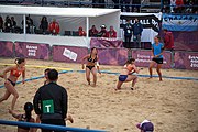 Deutsch: Beachhandball bei den Olympischen Jugendspielen 2018; Tag 5, 10. November 2018; Mädchen, Hauptrunde - Chinese Taipei (Taiwan)-Niederlande 1:2 English: Beach handball at the 2018 Summer Youth Olympics at 11 October 2018 – Girls Main Round – Chinese Taipei (Taiwan)-Netherlands 1:2