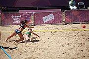 Deutsch: Beachhandball bei den Olympischen Jugendspielen 2018; Tag 4, 10. Oktober 2018; Mädchen, Vorrunde, Gruppe A - Ungarn-Chinese Taipei (Taiwan) 2:0 English: Beach handball at the 2018 Summer Youth Olympics at 10 October 2018 – Girls Preliminary Round Group A‎ – Hungary-Chinese Taipei 2:0