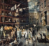George Bellows, Cliff Dwellers, 1913, oil on canvas. Los Angeles County Museum of Art