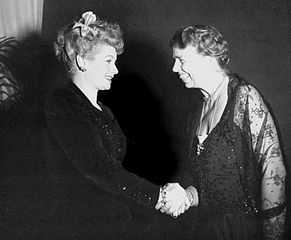 Eleanor Roosevelt and Lucille Ball at the 1944 President's Birthday Ball