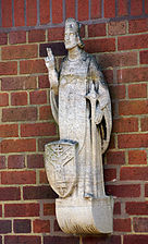 Bloye sculpture of St Alphage on Infant School Solihull