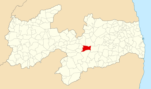 Localização de Gurjão na Paraíba