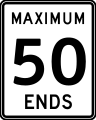 Speed limit ends sign in British Columbia