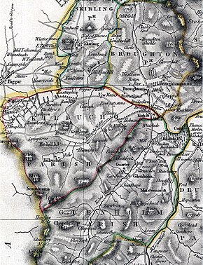 Kilbucho (1821)
The parish was united with Broughton and Glenholm from 1794 Broughton, Glenholm and Kilbucho map.jpg