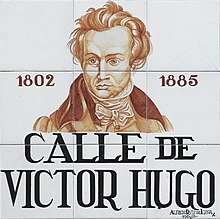 Plaque de la « rue Victor Hugo » à Madrid en Espagne.