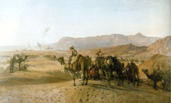 Camel corps at Magdhaba by Harold Septimus Power, 1925