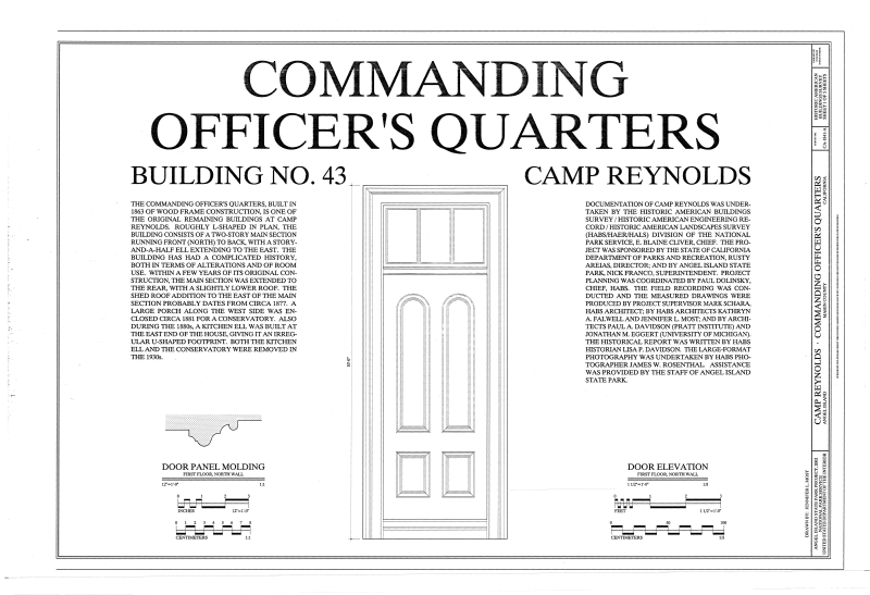 File:Camp Reynolds, Commanding Officer's Quarters, Angel Island State Park, Angel Island, Marin County, CA HABS CA-1841-A (sheet 1 of 5).png