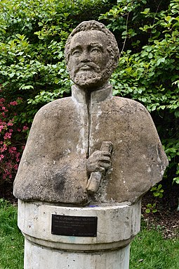 The bust of Haile Selassie in Wimbledon, photographed in 2019 Cannizaro Park, Wimbledon, The statue of Emperor Haile Selassie.jpg