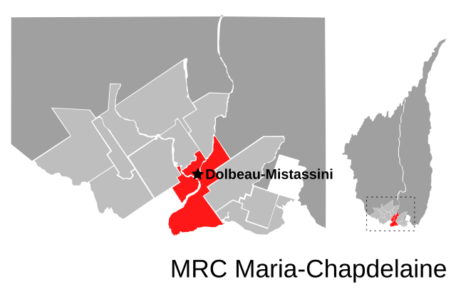 Lage von Dolbeau-MistassiniMRC (frz. municipalité régionale du comté): regionale Grafschaftsgemeinde