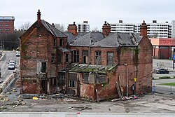 The rear of the Castle Buildings in Kingston upon Hull, which has recently had scaffolding removed after over 20 years.