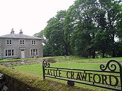 Castle Crawford House, partially built using stone reclaimed from the nearby castle ruins. Castle crawford house.jpg