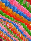 On Buddha's birthday temples are decorated by colored lanterns