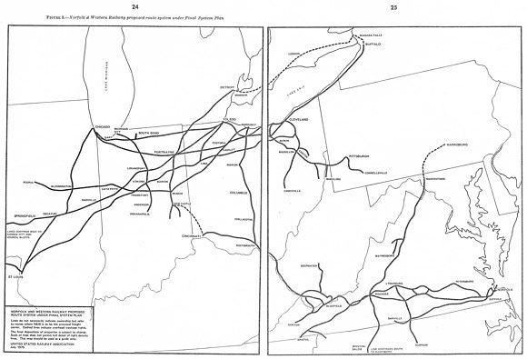 N&W system map, around 1975