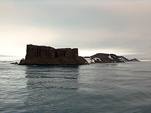 Coppermine Peninsula from English Strait, with Fort William in the foreground