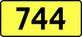 English: Sign of DW 744 with oficial font Drogowskaz and adequate dimensions.