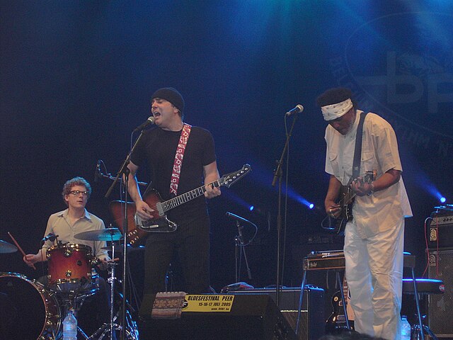 Lanois (center) performing live