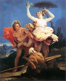 Pintura de Giovanni Battista Tiepolo retratando Daphne perseguida por Apollo