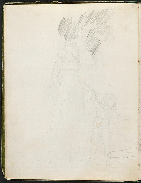File:David - 1943.1815.12.4, verso Faint Sketch of Hortense de Beauharnais, the Princess Louis, Holding the Hand of Her Son, Prince Napoleon-Charles.jpg