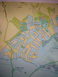 Derbyshire (in blue) and Leicestershire at Donisthorpe. (Historic County Borders Project) Derbyshire and Leicestershire borders Donisthorpe.jpg