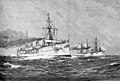 Die Gartenlaube (1893) b 229.jpg „Kaiserin Auguste“ und „Seeadler“, die für die Flottenschau im Hafen von New-York bestimmten deutschen Kriegsschiffe. Zeichnung von Hans Bohrdt