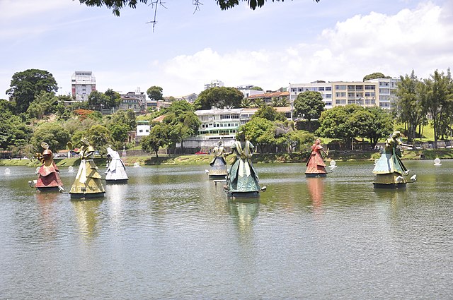 Statues of Orishas in the water at Dique do Tororó Park, Salvador, Bahia, Brazil