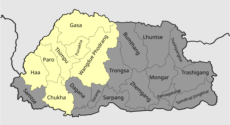 File:Dzongkha native language districts.svg