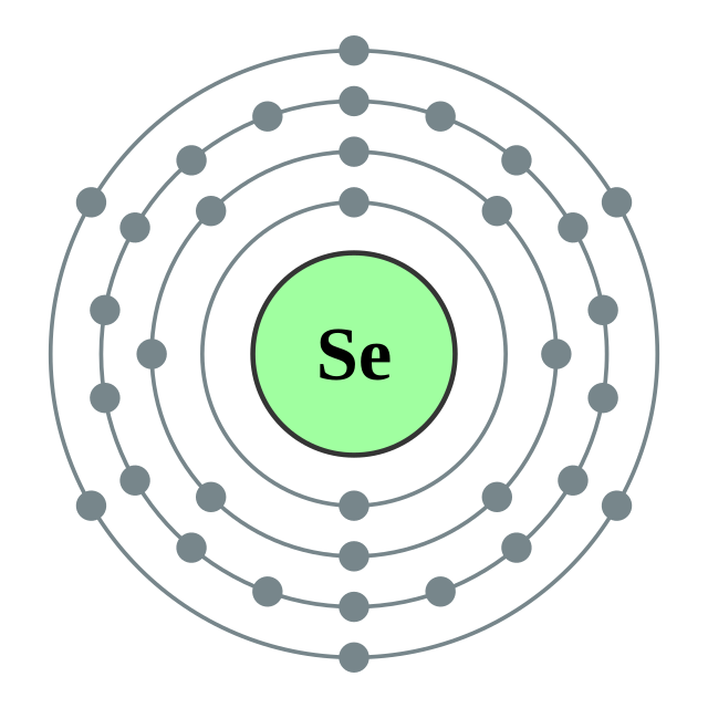 Electron shells of selenium (2, 8, 18, 6)