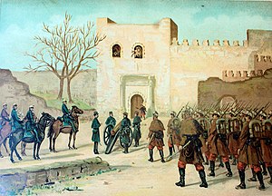 Entrada en Tetuán de las primeras tropas españolas (Segunda parte de la Guerra Civil. Anales desde 1843 hasta el fallecimiento de don Alfonso XII).jpg
