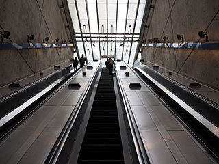 The escalators between the platforms and ticket hall