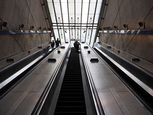 Escalators at Bermondsey tube station in November 2015