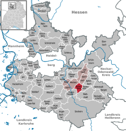 Läget för Eschelbronn i Rhein-Neckar-Kreis